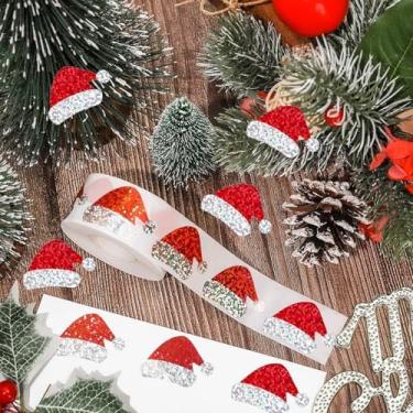 Imagem de Adesivos a laser de chapéu de Natal, 500 peças de decalques autoadesivos para decoração de festa e embrulho de presente