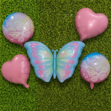 Imagem de Balão Metalizado Borboleta – Modelos Candy Colors e Florescentes, Cartelado com Base 3D, Decoração Jardim Encantado, Primavera, Festa Infantil (LMF-BORBOLETA-FLORESCENTE-AZUL-2026)