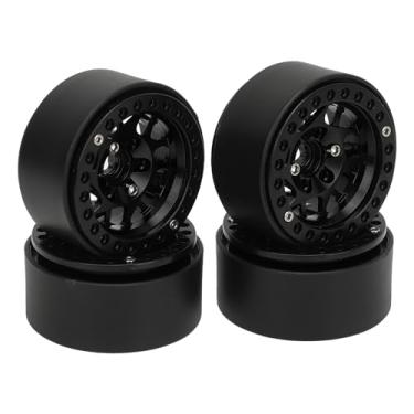 Imagem de Luocute Jantes de Esteira RC de 4 Unidades, Jantes de Roda Beadlock de Liga de Alumínio Universal de 1,9 pol. para Axial SCX10 SCX10 II III Redcat GEN8 Com Design Leve (BLACK)