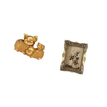 Imagem de Fenteer Estatueta de Animal de Resina Moderna E Moldura de Foto Vintage Ornamentada, Escultura Colecionável para Estante, Mesa, Entrada, Corredor, Peça Centra