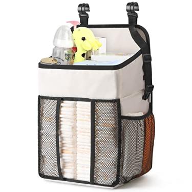 Imagem de Maliton Organizador de fraldas para pendurar – organizador para trocador, berço, pack n' play – comporta mais de 52 fraldas – organizador de berçário e presentes de chá de bebê – bege