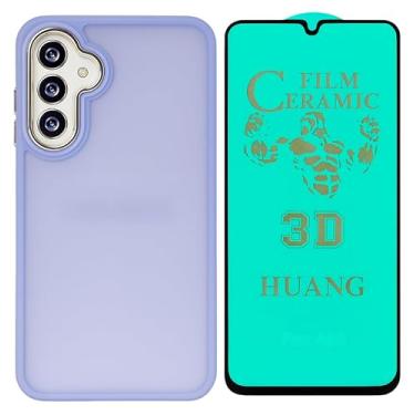 Imagem de Kit Capa Capinha Acabamento Fosco Anti Impacto para Galaxy A16 + Película 9D Cerâmica Flexível (Lilás)