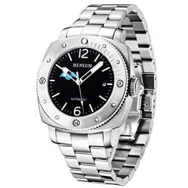Imagem de Relógio de pulso masculino BINLUN, relógios mecânicos automáticos, à prova d'água, de aço inoxidável, relógio de pulso para homens com mostrador de data, presentes para o dia dos pais e do pai