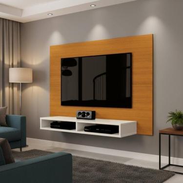 Imagem de Painel Suspenso Para Parede Tv 43 Polegadas 1,20m Com Nicho - Cedro-off White