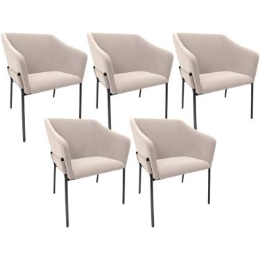 Imagem de Kit 5 Cadeiras Para Sala de Jantar Estar Living Olívia L02 Suede Bege - Lyam Decor