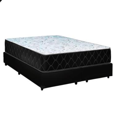 Imagem de Cama Box King 193 Tecido Sintético Preto Com Colchão Marrocos - Poliéster - Espuma D33 30cm