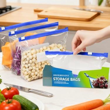 Imagem de 20 sacos de sanduíche e lanche sacos de armazenamento de alimentos para congelador, design permaneça aberto, fácil de encher