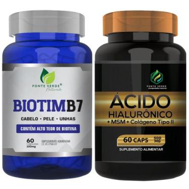Imagem de Kit BiotimB7 + Ácido Hialurônico 60 Cáps P/ Pote - Fonte Verde