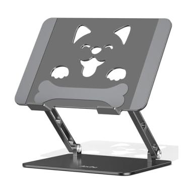 Imagem de Aoviho Suporte portátil ajustável para mesa – Suporte ergonômico de alumínio para laptop, suporte resistente para laptops grandes compatível com MacBook Air Pro, Dell, HP, Lenovo (25.4 cm-43.2 cm