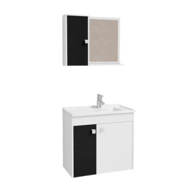 Imagem de Gabinete/Armario COMPLETO para Banheiro(Branco/Preto Fosco)