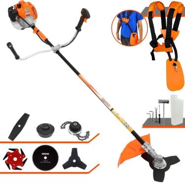 Imagem de Roçadeira Profissional Lateral Vulcan Vr520h À Gasolina 2t 52cc 2,5hp + Faca 2 Pontas 330mm 2,7mm + Faca 80 Dentes 255m