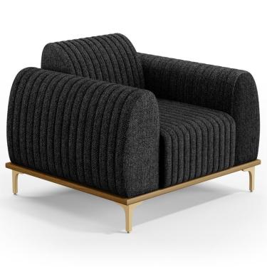 Imagem de Poltrona Decorativa Base Gold Molino D06 Linho D-465 Chumbo - Mpozenato