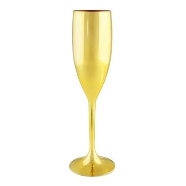 Imagem de Taça De Champanhe Acrílico Metalizada Dourada 180ml