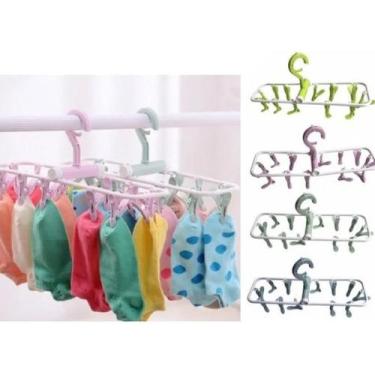 Imagem de Varal De Roupas Íntimas Dobrável 12 Prendedores Mini - FUXING, Branco