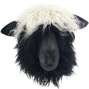 Imagem de Máscara realista de carneiro de látex com pele de animal Ram de carneiro de animais com cobertura total máscara fantasia de Halloween fantasia de festa disfarce