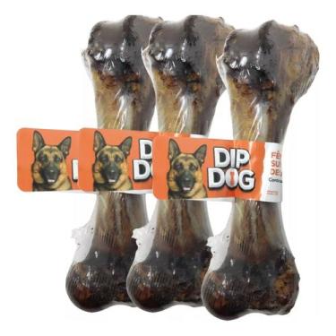 Imagem de Kit 3 Fêmur Suína Osso Natural Desidratada Pet Grande - Dip Dog
