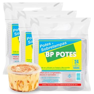 Imagem de Pote Descartavél 1000ml BP Potes Redondo com Tampa Açai Bolos Sorvetes (72 Unidades)