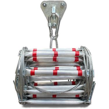 Imagem de Escada De Segurança Pjfue Escada De Corda Escada De Corda De Fuga De Incêndio Emergente Escada De Segurança De Liga De Alumínio Escada De Incêndio Ao Ar Livre, L 15M