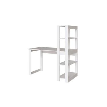 Imagem de Mesa Escrivaninha com Estante 4 prateleiras Licce DRD Móveis (Branco)