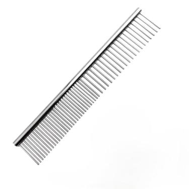 Imagem de Pente Desembolador De Pelos Longo Aço Inox para Escovar Pet Cachorro Gato Profissional Banho