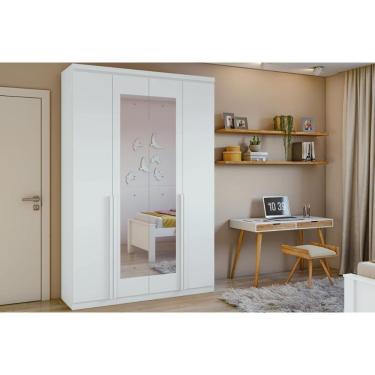 Imagem de Guarda Roupa 4 Portas E 2 Gavetas C- Espelho Alonzo New Branco - Lopas