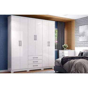Imagem de Guarda Roupa Solteiro 6 Portas E 3 Gavetas Caju Da136 Branco - Henn