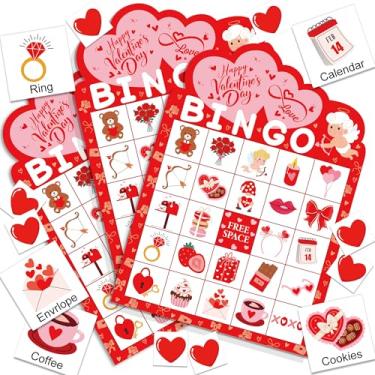 Imagem de Fairooth 32 jogadores, cartões de bingo, dia dos namorados, para crianças, adultos, jogos de bingo, artesanato para família, escola, sala de aula, atividades em grupo grande, artigos de festa dos