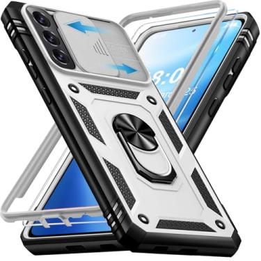 Imagem de Giyer Capa protetora para Samsung Galaxy S22 com protetor de tela, à prova de choque, à prova de quedas, resistente e resistente, anel resistente, capa protetora para Samsung S22 (branca)