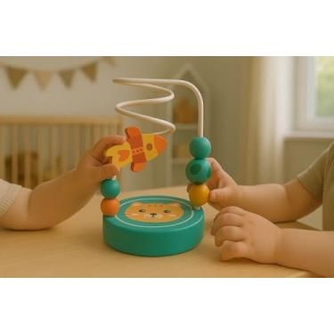 Imagem de Brinquedo Educativo Aramado Divertido Toy Mix Labirinto de Miçangas em Madeira Colorido para Coordenação Motora +3 Anos