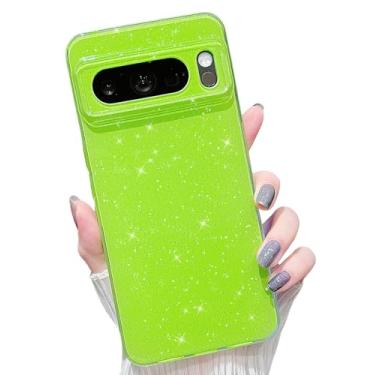 Imagem de MINSCOSE Compatível com Google Pixel 8 Pro Neon, linda capa brilhante com glitter fino à prova de choque TPU brilhante para mulheres meninas para Google 8 Pro 6,7 polegadas - verde neon