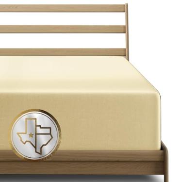 Imagem de TEXAS LINEN CO. Lençol com elástico California King de algodão egípcio premium apenas – lençol com elástico extra profundo de 55,88 cm (areia), lençol de baixo de qualidade de hotel de luxo macio e