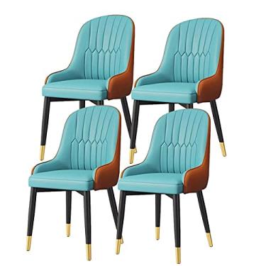 Imagem de Cadeira de jantar, cozinha, sala de jantar, móveis, cadeiras modernas, cadeiras de jantar, conjunto de 4 cadeiras laterais para sala de estar, cadeiras de destaque com almofada de couro PU macio e