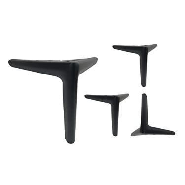 Imagem de Pacote com 4 pernas de móveis de metal triangular, pernas de substituição de sofá elegantes, pés de armário resistentes exclusivos, pernas de cômoda, suporte de peso: 800 kg, para qualquer projeto DIY