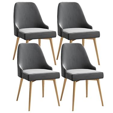Imagem de Cadeira de jantar, cozinha, sala de jantar, móveis, cadeiras de cozinha, conjunto de 4 cadeiras de sala de estar com pernas de metal, assento e encostos de veludo, cadeiras laterais modernas de meados