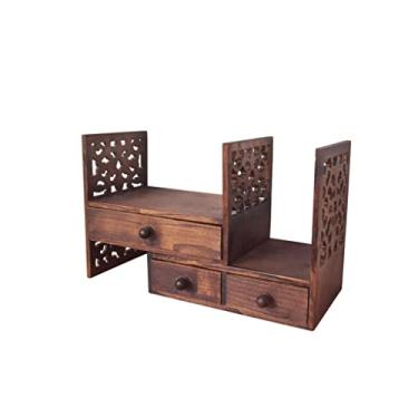 Imagem de RSLEE Estante de mesa pequena prateleira de armazenamento criativa vintage estante de madeira janela quarto estante para casa quarto estante com armazenamento