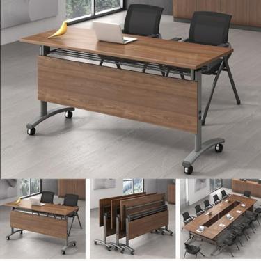 Imagem de Mesa de computador, mesa de escritório, mesa dobrável, mesa de computador, estação de trabalho, mesa para laptop, escritório doméstico para leitura, escrita, para escritório (140 x 60 x 75 cm)