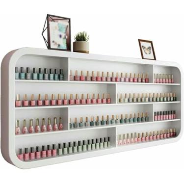 Imagem de Prateleira de parede para esmalte de unhas, organizador de exibição de cosméticos, prateleira suspensa multifuncional para salão de beleza (1,0 m/39,4 pol.)