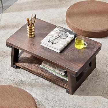 Imagem de Mesa de centro dobrável de madeira, mesa de chão japonesa, mesa de chá de tatame, mesa de altar, mesa baixa portátil para sentar no chão, móveis de destaque, grande, grande