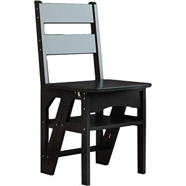 Imagem de Banqueta de madeira, banco de escada multiuso escada dobrável para casa, multifunções, bambu, isolamento à prova d'água, escalada, necessidade de instalação (B) (D)