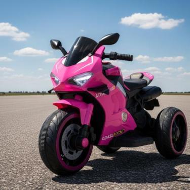 Imagem de Moto Infantil Elétrica Super Moto 3 Rodas Som Luz Frente e Ré - Brinq 