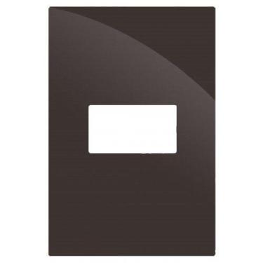 Imagem de Placa para 1 módulo horizontal 4x2 recta chocolate gloss brilhante - B