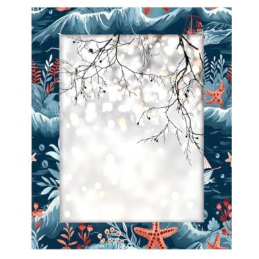 Imagem de Moldura para quadro de 28 x 35 cm, farol marítimo, barco feito de madeira maciça, moldura para fotos de 28 x 35 cm, para exibição de mesa e montagem na parede, para decoração de casa e ideias de