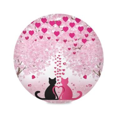 Imagem de Blueangle Jogo americano redondo Black Heart Dia dos Namorados, conjunto de 4 tapetes de mesa de poliéster, fácil de limpar, resistente ao calor, limpável, para mesa de jantar (293)