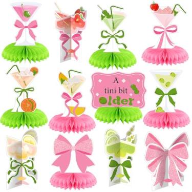 Imagem de 12 peças de decoração de festa de aniversário mais antiga, lembrancinhas de favo de mel de martini, peça central de mesa pequena para decoração de mesa mais antiga para artigos de festa