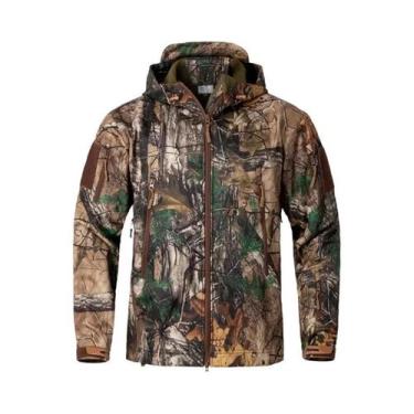 Imagem de Jaqueta Tática Masculina Camuflada Impermeável Com Capuz De Fleece Par