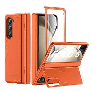 Imagem de Capa para Samsung Galaxy Z-Fold-5: [Suporte oculto] [Carregamento sem fio] Capa leve com suporte de proteção de dobradiça fina com protetor de tela - Capa protetora de telefone para Fold 5 5G 2023