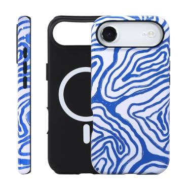 Imagem de Fourmor Capa para iPhone 17 Air – Carregamento sem fio para MagSafe, capa externa rígida de policarbonato + capa protetora interna de TPU macio de 2 camadas, estampa de grão de madeira, compatível com