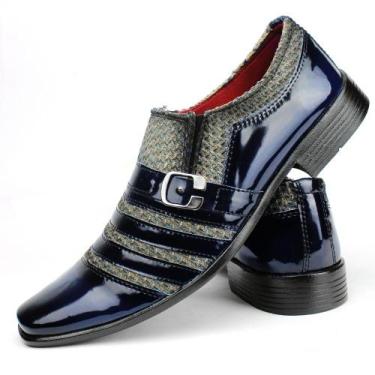 Imagem de Sapato Social Azul Verniz com Preto em material sintético - NDS, 43