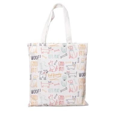 Imagem de Sacola de lona estética para mulheres, bolsa de algodão Good Boy Dog, bolsa elegante para compras, viagens, deslocamento diário, ótimo presente para amantes de cães, sacolas de compras de supermercado
