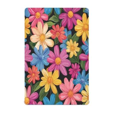 Imagem de STAYTOP Lençóis de berço de margaridas coloridas para meninos e meninas, lençol com elástico para berço padrão e colchão infantil, lençol de microfibra supermacia, 99 × 69 × 5 cm